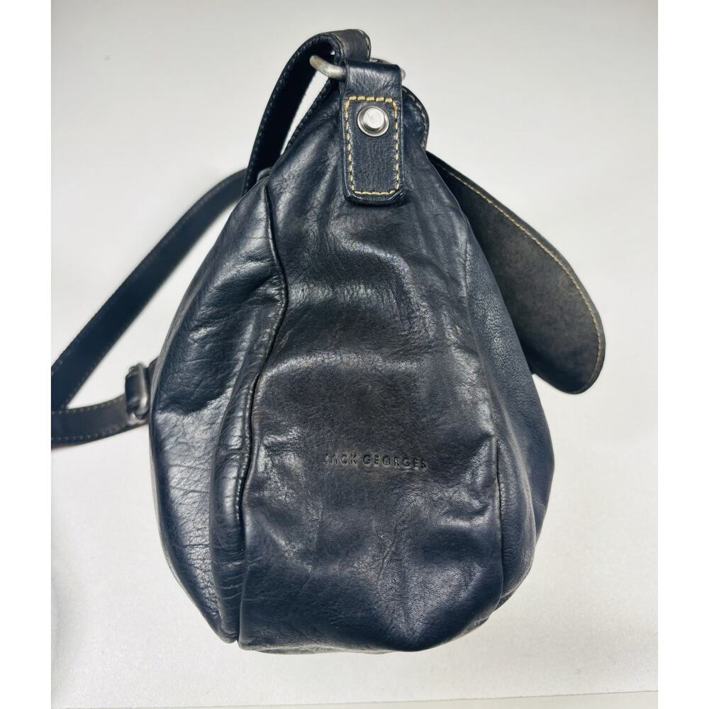 Jack Georges VTG Voyager Crossbody Bag Black Messenger Leather Distressed - Picture 13 of 16